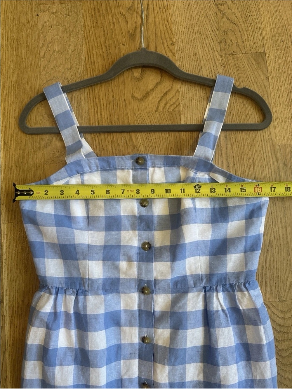 J.Crew Gingham Button Front Linen Cotton Sundress Blue White 4 - Picture 6 of 10